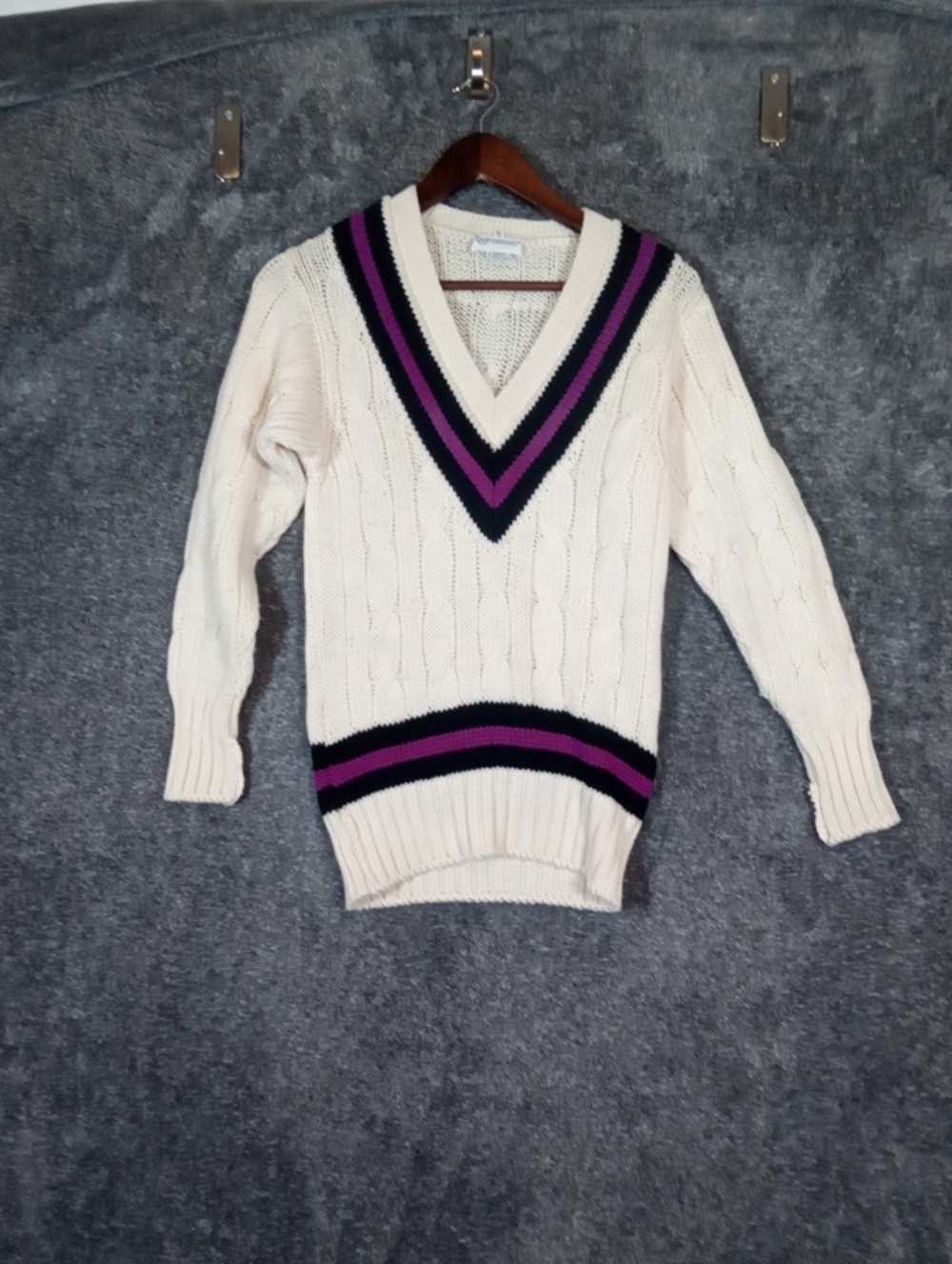 Ryder&amis Cambridge Pure New Wool Sweater Preppy Cable Knit Collegiate Xs - Picture 4 of 10